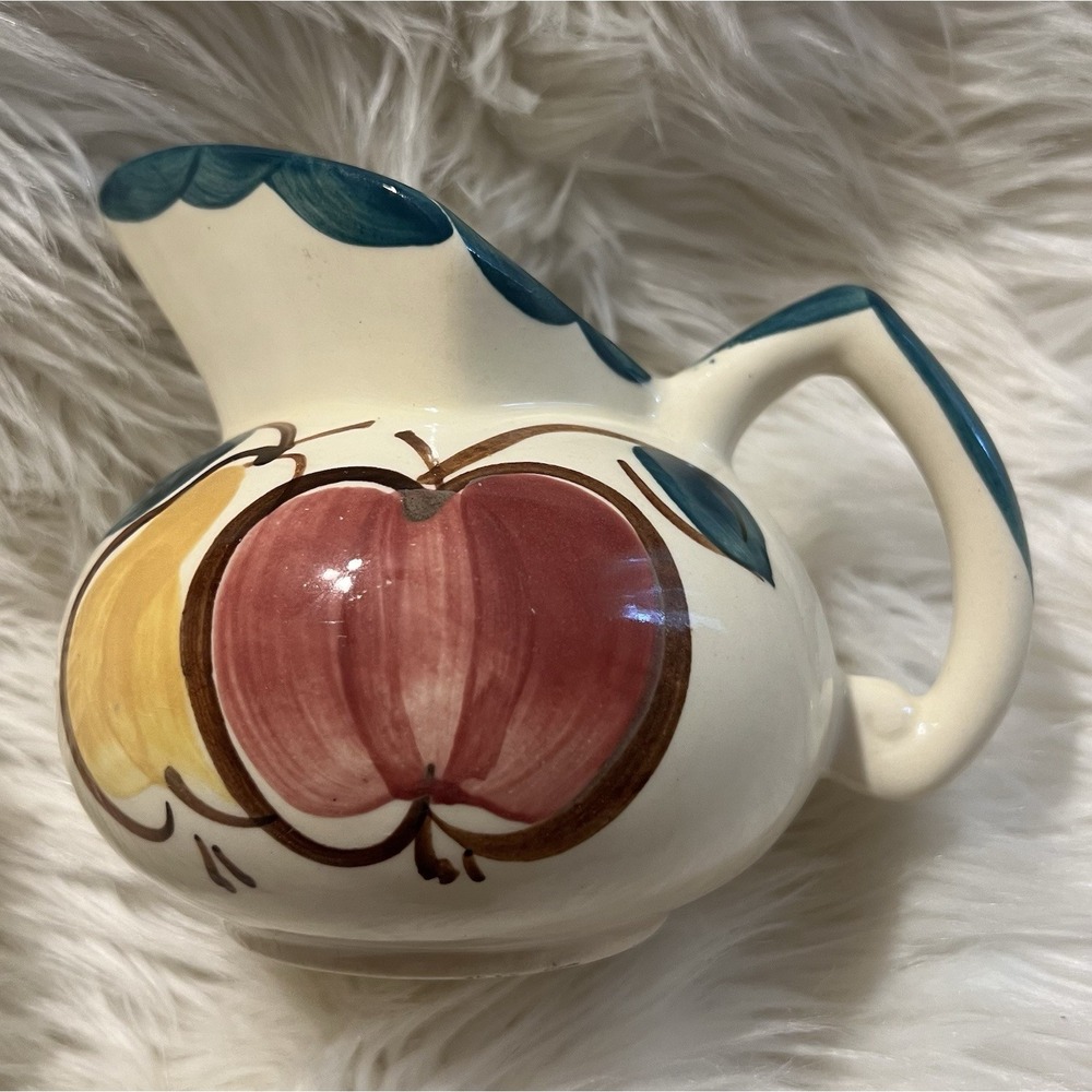 VTG Purinton Pottery‎ Creamer Small Pitcher Hand Painted Fruit Apple Pear